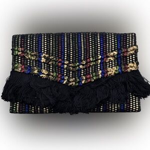 Stella & Dot Elegant Black and Multicolor Clutch